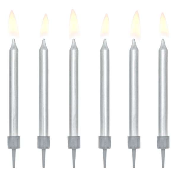 Candles with Holder - Silver